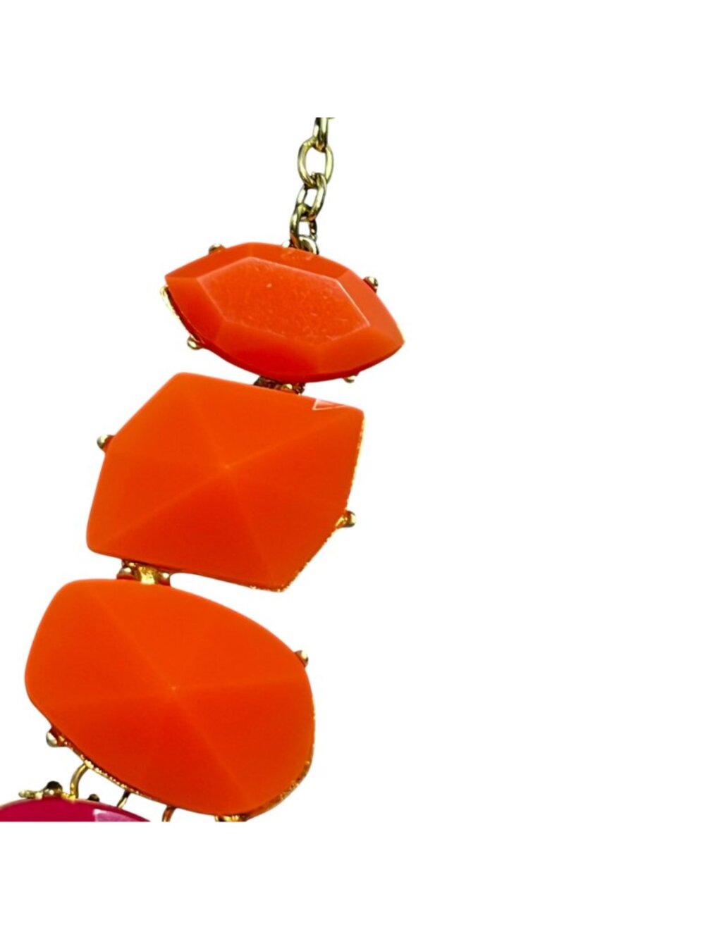 Gold Tone Pink and Peach Bib Necklace (6365) - Picture 5 of 8